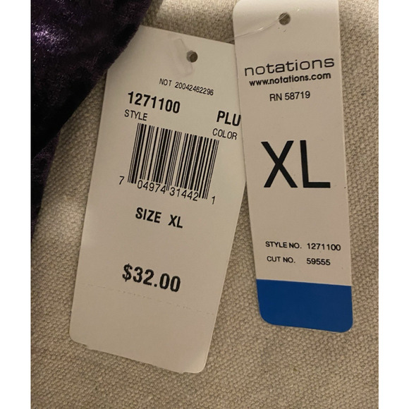 NWT Notations Womens Blouse Size XL Purple Crushed Velvet Cocktail Party Dressy - Picture 5 of 11